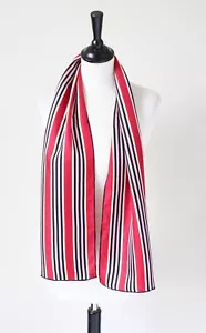 Codello Sport Striped Silk Scarf - Red / Pink / Black / White  - Long / Medium - Picture 1 of 5