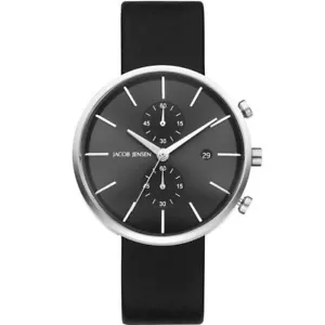 Jacob Jensen 620 Black Leather Chronograph Watch JJ620 - Picture 1 of 1
