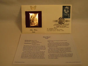 Yoda Star Wars Disney 22KT Gold Stamp 1st Day USPS - Picture 1 of 3