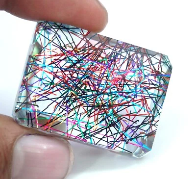 Natural Certified 148.60 Ct Multicolor Rutilated Quartz Loose Gemstone Emerald - Image 1 of 4