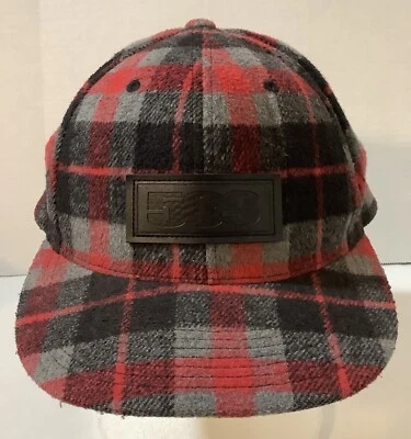 Sombrero de Camionero Rojo Gris A Cuadros Ajustable Snapback Gorra Mezcla de Lana 509 Parche de Cuero Foto 1 de 4