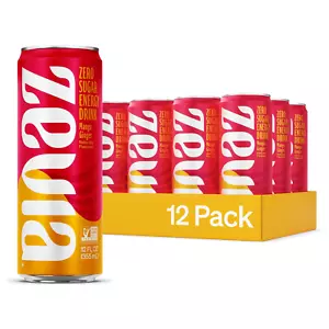 Zevia Zero Sugar Energy Drink, Mango Ginger, 12 Oz Cans (12-Pack) – Naturally Sw - Picture 1 of 12