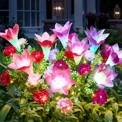 Solar Lily Flower Lights, Solar Garden Lights Outdoor, Perfect Mother's Day Gift - Image 1 of 4