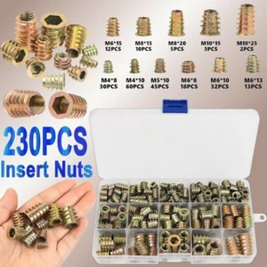 230 Einschraubmutter Gewindeeinsatz Muttern Innensechskant für Holz Möbel M4-M10 - Bild 1 von 7