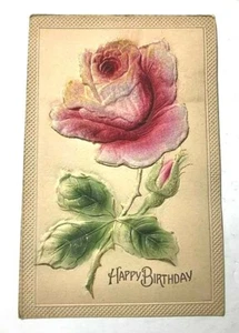 Vintage Blumen Postkarte - geprägtes Airbrush Relief - Blume - Geburtstag um 1910 - Bild 1 von 2