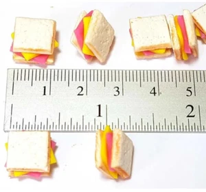 Barbi Dollhouse Miniature Food Mini Whole Sandwiches Ham Cheese Tiny Lot 👻🧲5pc - Picture 1 of 12