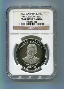 NGC Proof 67 Somalia 2000 Nelson Mandela 250 Shillings Silver Coin Rare PF 67 - Picture 1 of 4