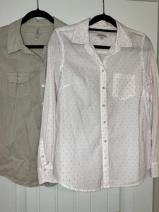 Lotto di due camicie in lino, bottoni, donna med manica lunga marche assortite �� - Foto 1 di 7