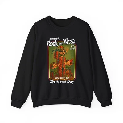 I Wanna Rock And Wrap All Night Christmas Shirt Funny Ugly Christmas Sweater - Image 1 of 4
