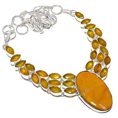 Radiolarite, Onice Gemma Artigianale 925 Argento Sterling Gioielli Collana - Immagine 1 di 4