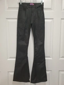 Edikted Hose Damen Schwarz Kunstleder Skinny Ausgestelltes Bein Hohe Taille Stretch Medium - Bild 1 von 10