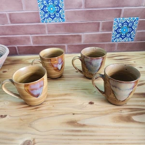 Juego de 4 tazas de café con esmalte por goteo Sango Splash #4951, marrón, retirado usado en excelente estado - Imagen 1 de 8