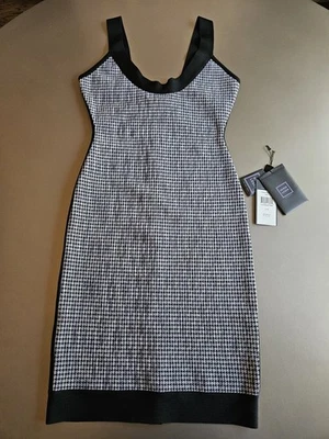 Herve Leger Hope Black Houndstooth Mini Dress Size Medium With Tags - Image 1 of 4