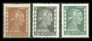 ARGENTINA / 1952 / EVA PERON / 1, 5, 25 c /  MNH - Picture 1 of 2