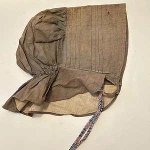 Antique Pennsylvania Victorian Lady's Cotton Bonnet Prairie Hat Grey - Picture 1 of 6