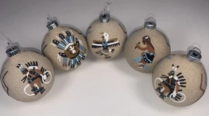 Vintage Navajo Sand Painted *Rauch* Ornament Set (5pc) Retro 1980s Southwest - Picture 1 of 16