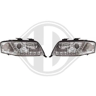 Coppia fari fanali anteriori TUNING A6 2001- 2004 cromati  con Dayline a LED - Immagine 1 di 1