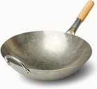 1.8 mm Thickness Heavy Duty Hand Hammered Carbon Steel Wok 14 inch, Round Bottom