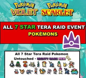ALLE 7 STERNE TERA RAID Pokémon in Pokémon Scharlachrot/Violett + mächtigste Marke MEW - Bild 1 von 44