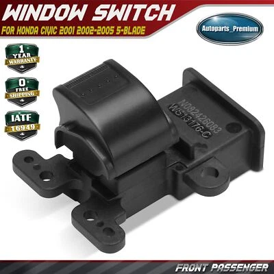 Front Passenger Side Power Window Switch for Honda Civic 2001 2002-2005 5-Blade - Image 1 of 4
