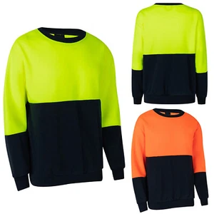 Hi Vis Reflective Pullover Jumper Fleece Sweatshirt Crew Neck Safety Workwear - Picture 1 of 20