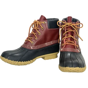 Stivali LL BEAN Bean donna 7M rosso nero anatra stringati impermeabili USA 503046 EUC - Foto 1 di 8