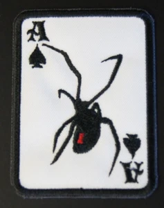 Ace of Spades Bügelbild Patch Black Widow Spider Poker Card Ace Patch - Bild 1 von 5