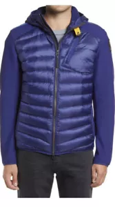 NWT Parajumpers Nolan Water Repellent Hybrid Down Puffer Hooded Jacket Blue SzL - Picture 1 of 24