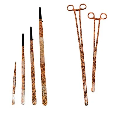 LABP Cheetah Print Feeding Tongs and Tweezers - 6 Sizes for Reptiles and Amphibians