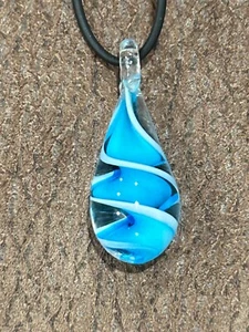 Murano Glass Hand Blown Glass Tear Drop Pendant Necklace (Pendant Only) - Picture 1 of 1
