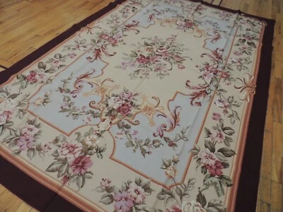 6x9 Francés Aubusson Aguja Medallón Floral WOW Borgoña Rojo Amarillo Gris Foto 1 de 4