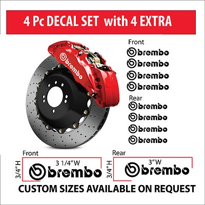 ORACAL Qty-8 Pc Set BREMBO Brake Decal Set 4pc with Extra MAny Colors to choose from