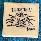 Vintage Sandra Boynton Rubber Stamp " I Like This" 1988  Cat  2” x 2”  Teacher