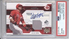 JOEY VOTTO PSA 8 2008 UD SP AUTHENTIC #137 ROOKIE JERSEY PATCH AUTO /999 REDS RC