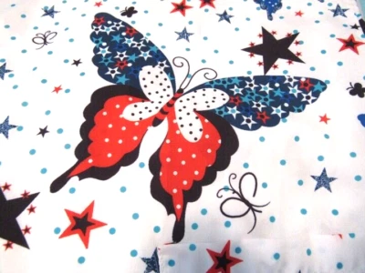 SCRUB TOP BUTTERFLYS and  STARS   with bright colors  size XL  Light Weight - Image 1 of 4