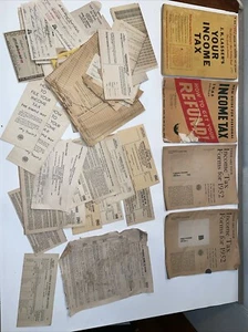 Lot of Vintage Antique Income Tax Papers 1941 To 1952 Hamilton Ohio mid century - Picture 1 of 6