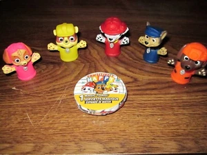 PAW Patrol Finger Bath Puppets Lot Marshall Chase Skye Zuma Rubble w/Magic Towel - Picture 1 of 3