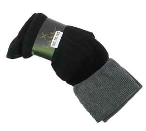 Nicole Miller Damen Baumwollmischung Overknee Socken Rippgewebe schwarz mit grauem Bündchen - Bild 1 von 1