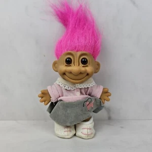 Vintage RUSS TROLL POODLE SKIRT Vinyl Doll 50's Style With Pink Hair - Picture 1 of 7