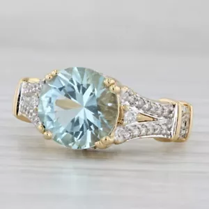 3.50ctw Aquamarine Diamond Ring 18k Yellow Gold Size 7.25 - Picture 1 of 10