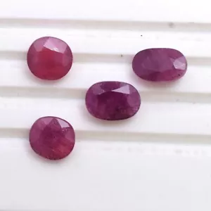 4 Pcs Natural Ruby Stunning Red 10mm-12mm Oval Faceted Cut Loose Gemstones Lot - Picture 1 of 6