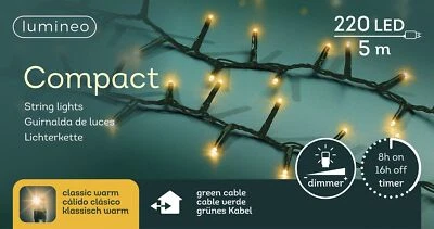 Lumineo Lichterkette Compact 220 LED 5 m klassisch warm, grünes Kabel - Bild 1 von 4