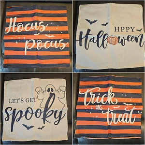 Halloween Couch Pillow Case Covers  18X18 In Decorations Hocus Pocus 4pack Linen - Picture 1 of 5