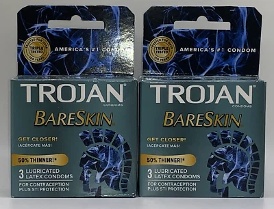 Lote de 2 preservativos Trojan Bareskin 50% mais finos - Aproxime-se! Expira em 29/01 - Imagem 1 de 2