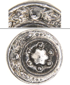 C1890 Victorian Glass Silver Luster Button Flying Bat or Floral Moon & Stars? - Picture 1 of 5