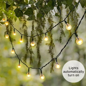 16 Ft. Solar Powered Warm White Globe Outdoor Garden Patio String Lights - Picture 1 of 3