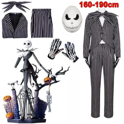 Mens The Nightmare Before Christmas Jack Skellington Costume Cosplay Halloween - Image 1 of 4