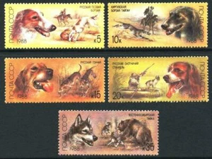 Russia, #5667-71 Hunting Dogs 1988 full set, 5 stamps, MNH - Picture 1 of 1