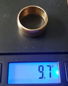 Alianza de boda de oro amarillo de 14k de colección 9,7 gramos 9 mm de ancho tamaño 7,5 "María de Fred"  - Imagen 1 de 15