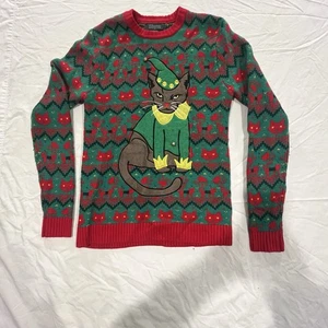 33 Grad Sphynx Elfe Katze hässlicher Weihnachtspullover Erwachsene Glocken L Haarlos Sphinx - Bild 1 von 6
